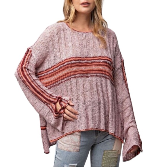 easel Sweaters - EASEL Los Angeles Coffee Date Slouchy Knit Sweater. Size 1X